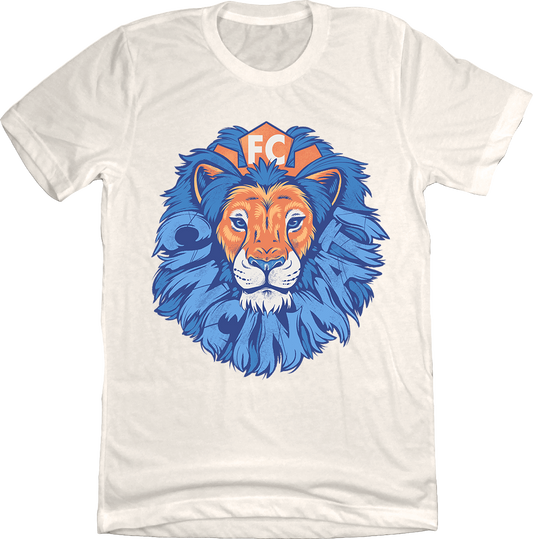 FC Cincinnati Lion Head Blue Mane Natural White Cincy Shirts