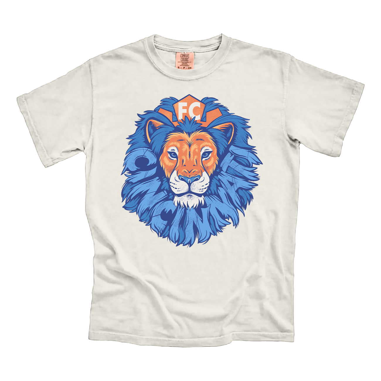 FC Cincinnati Lion Head Blue Mane Cincy Shirts Natural White Comfort Colors