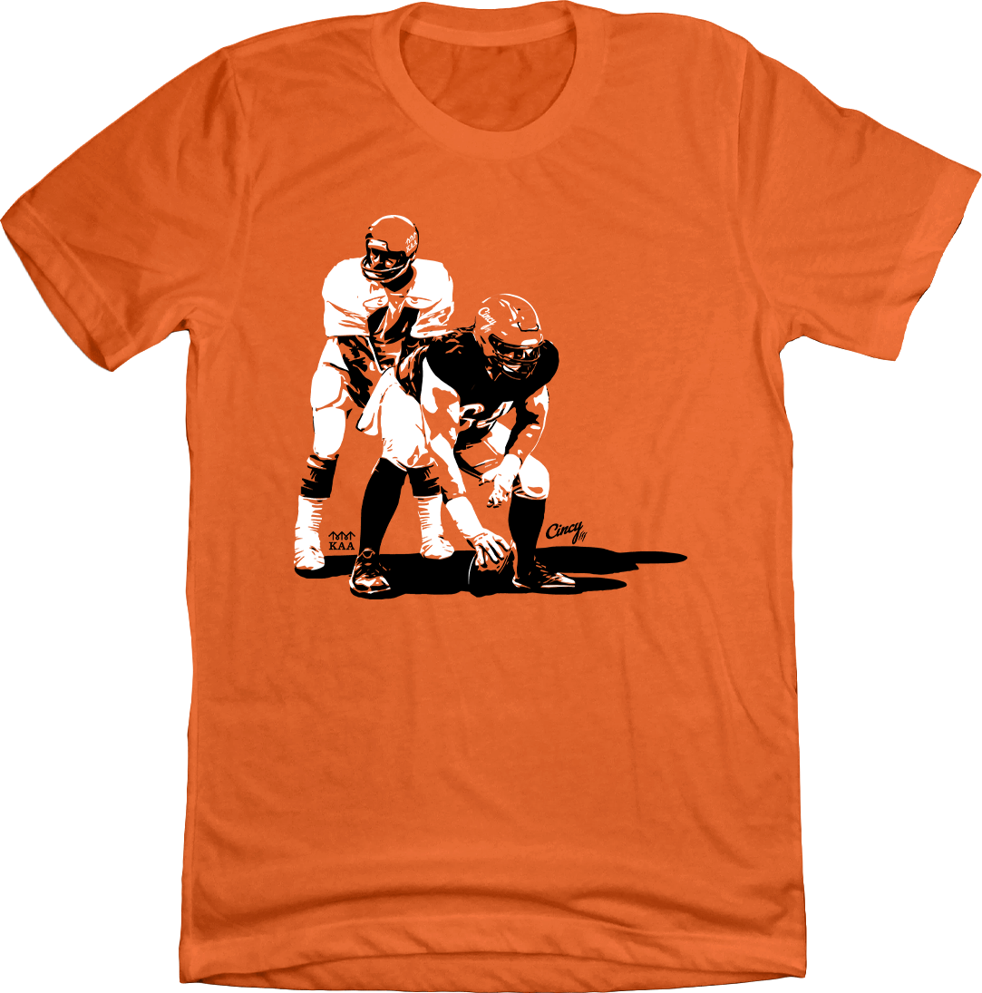 Ted Karras Ken Anderson Time Warp Tee Orange T-shirt Cincy Shirts