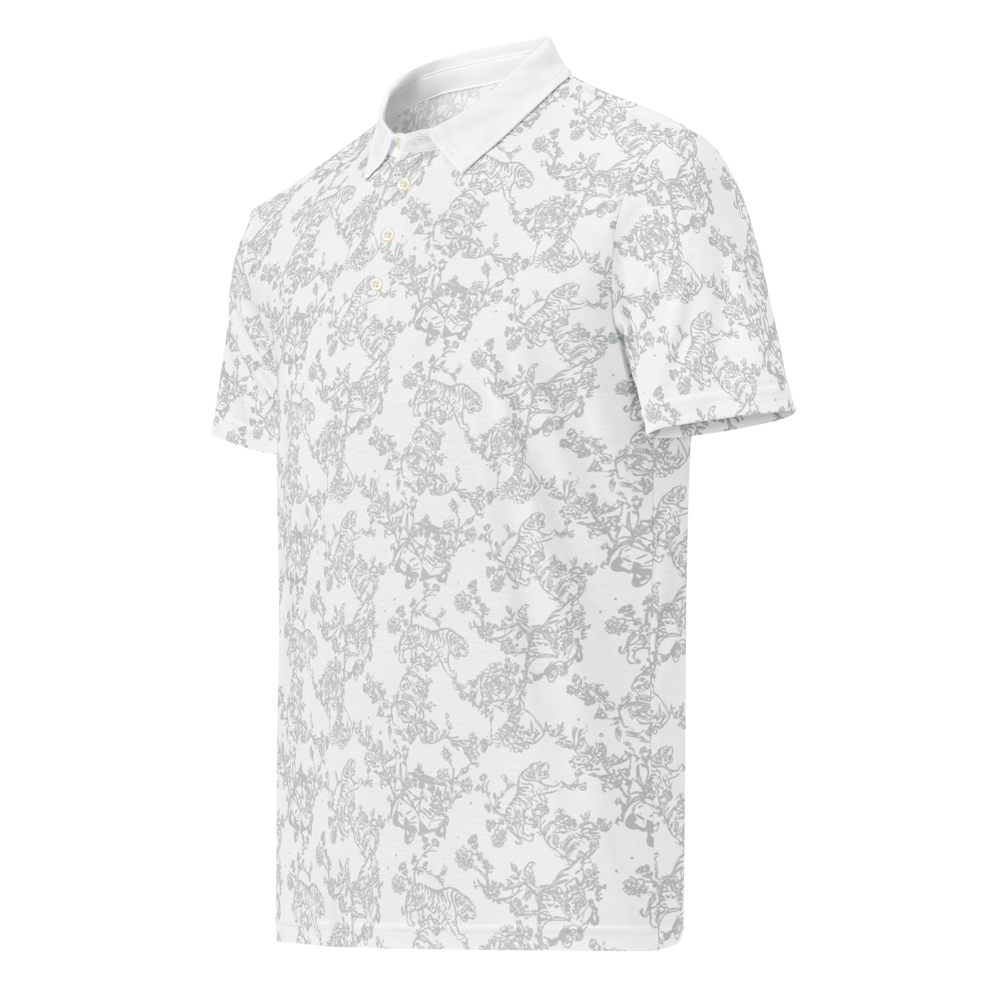 Men’s Slim Silver White Tiger Fit Polo