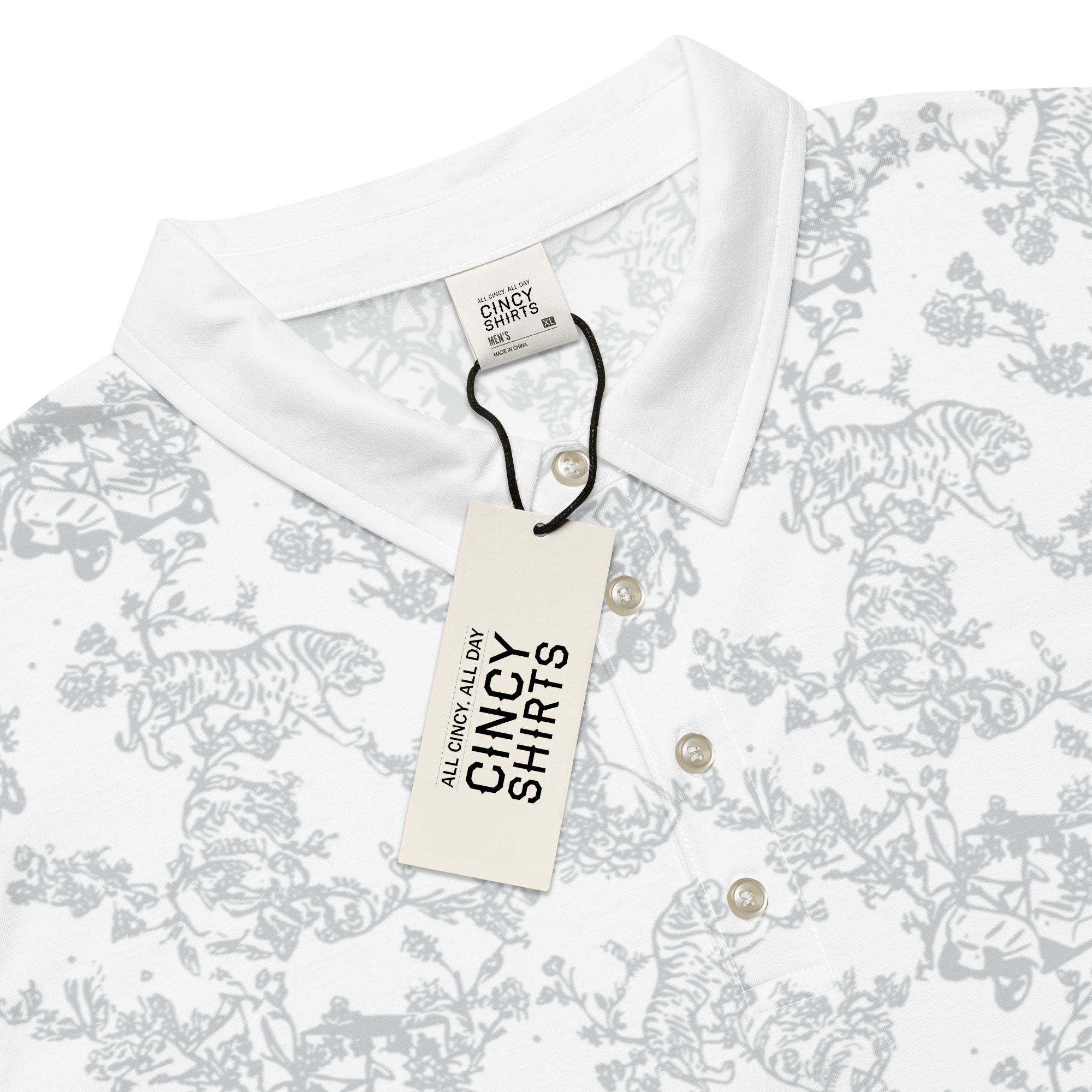 Men’s Slim Silver White Tiger Fit Polo