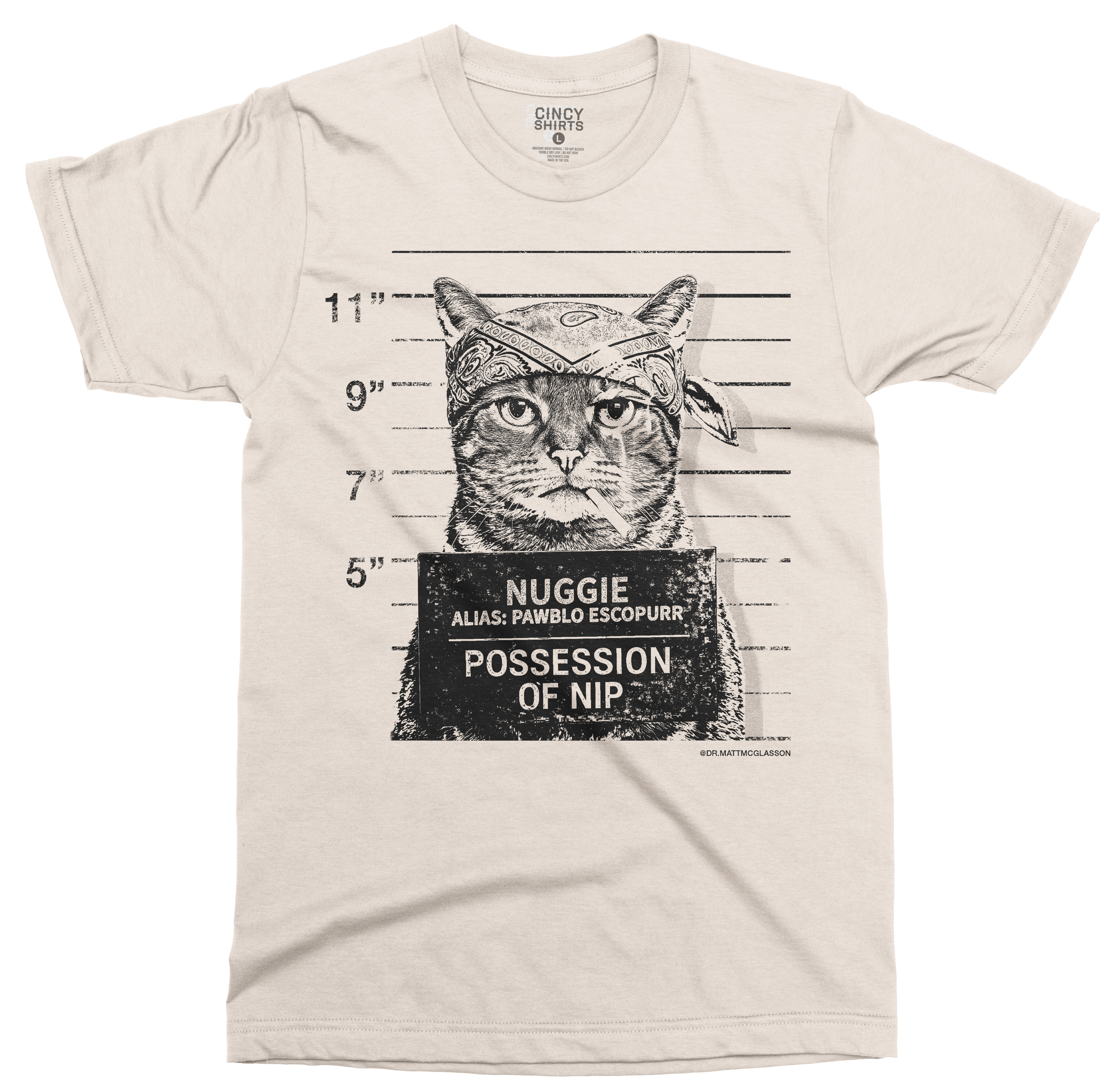 Nuggie "Pawblo Escopurr" Natural Unisex Tee | dr.mattmcglasson