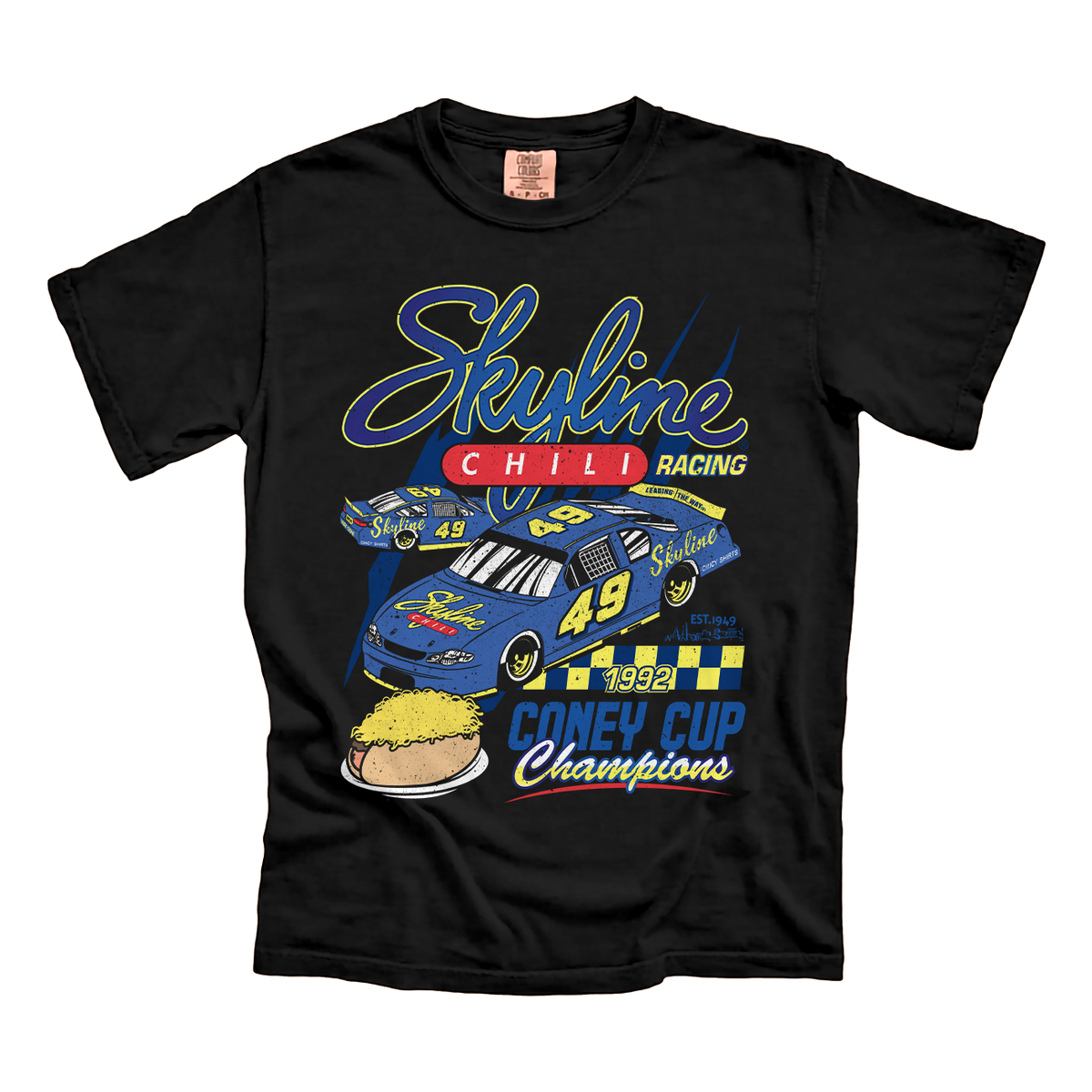 Skyline Chili Racing Black Comfort Colors Tee