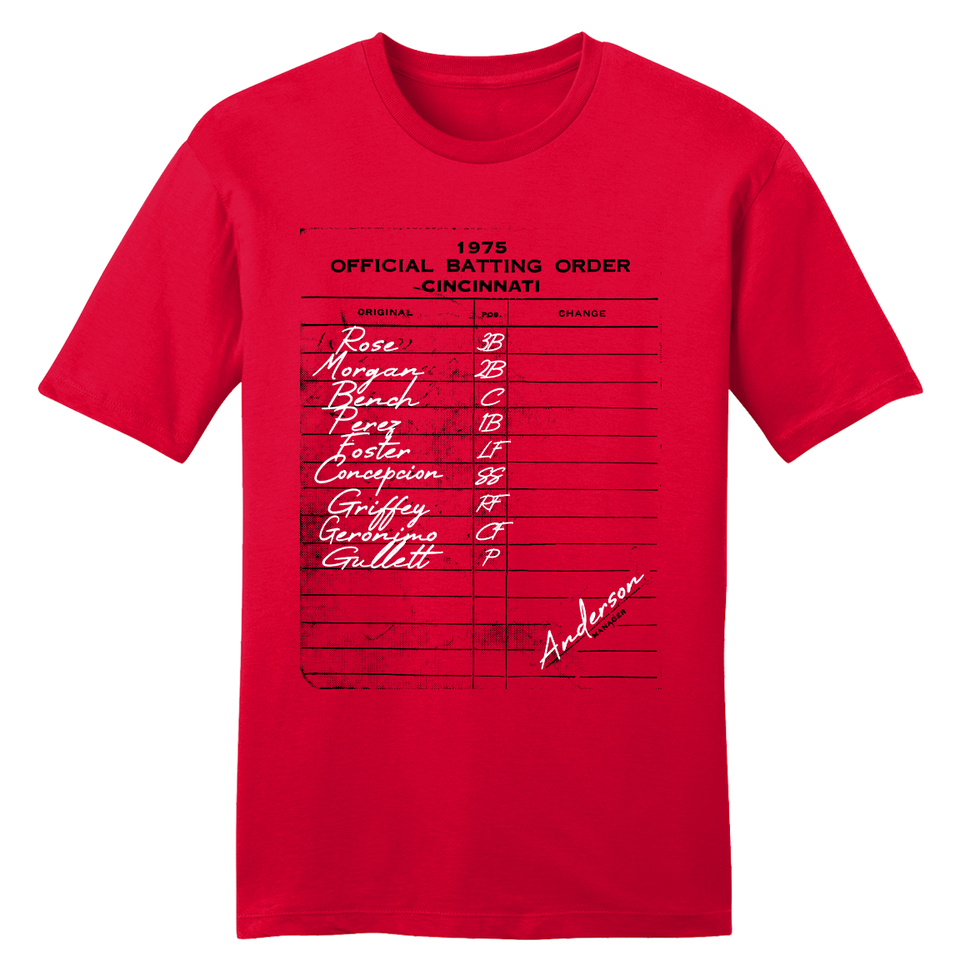 1975 Cincinnati Baseball Batting Order - Cincy Shirts