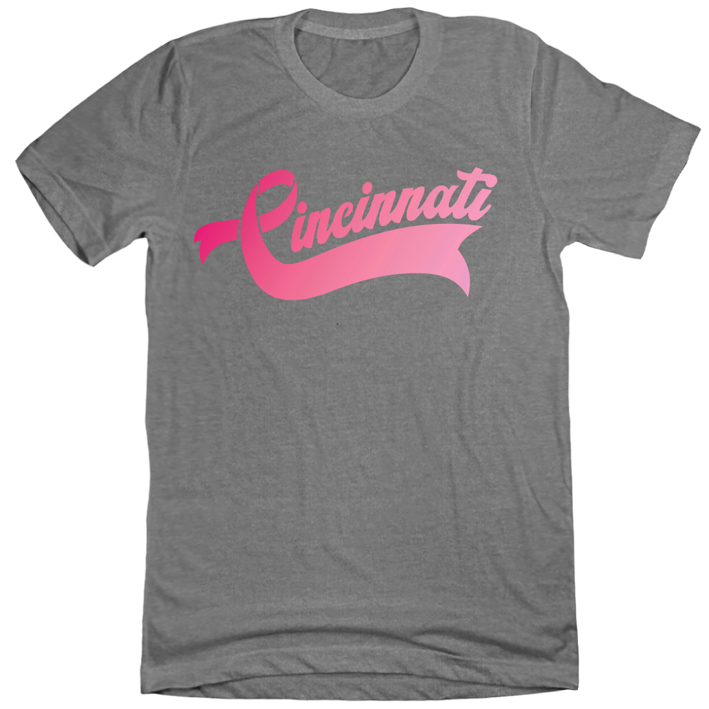 Cincinnati Pink Ribbon Script BCA - Cincy Shirts