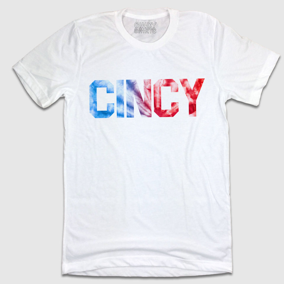 Red, White, & Blue Tie-Dye CINCY - Cincy Shirts