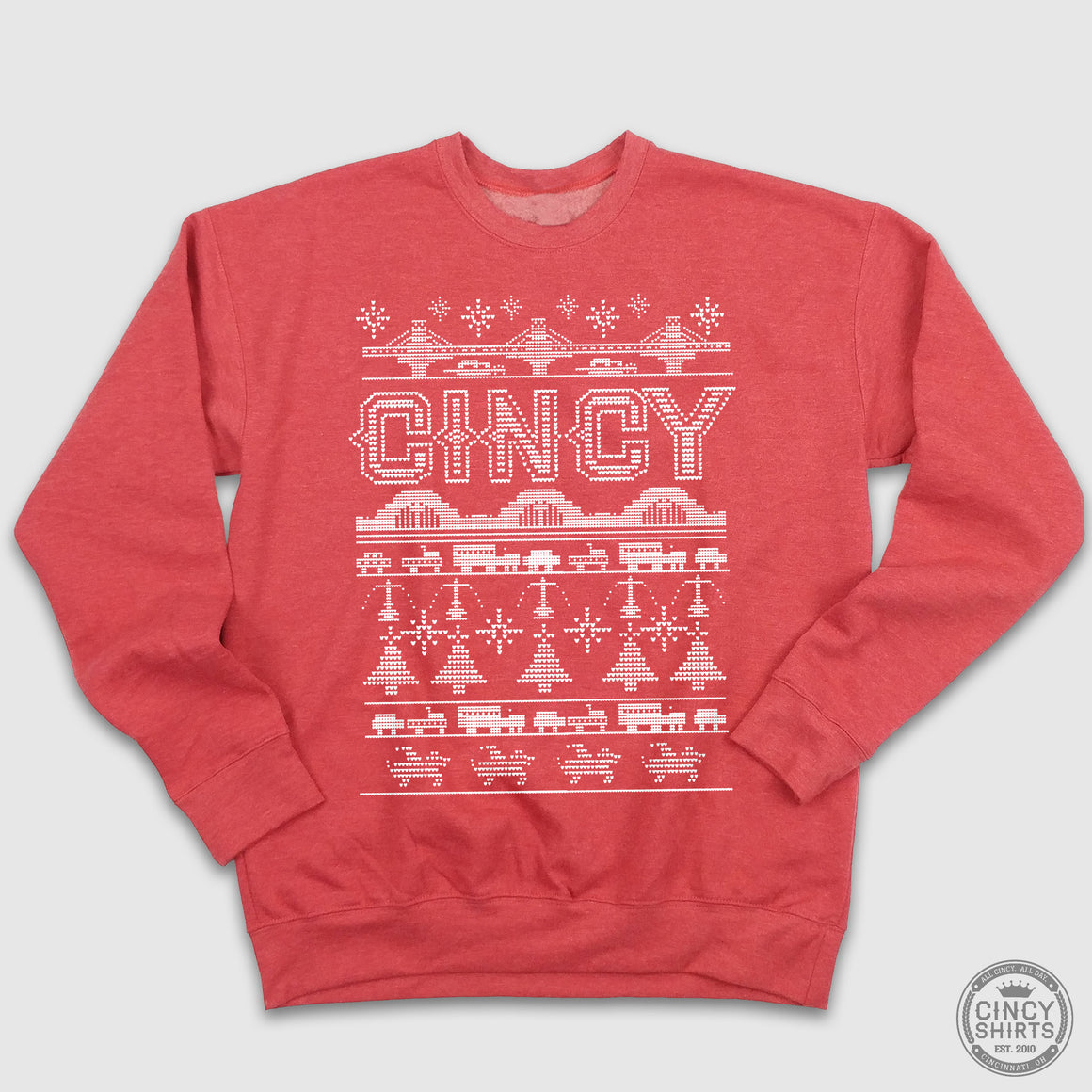 Cincy Ugly Christmas Crewneck Sweatshirt - Cincy Shirts