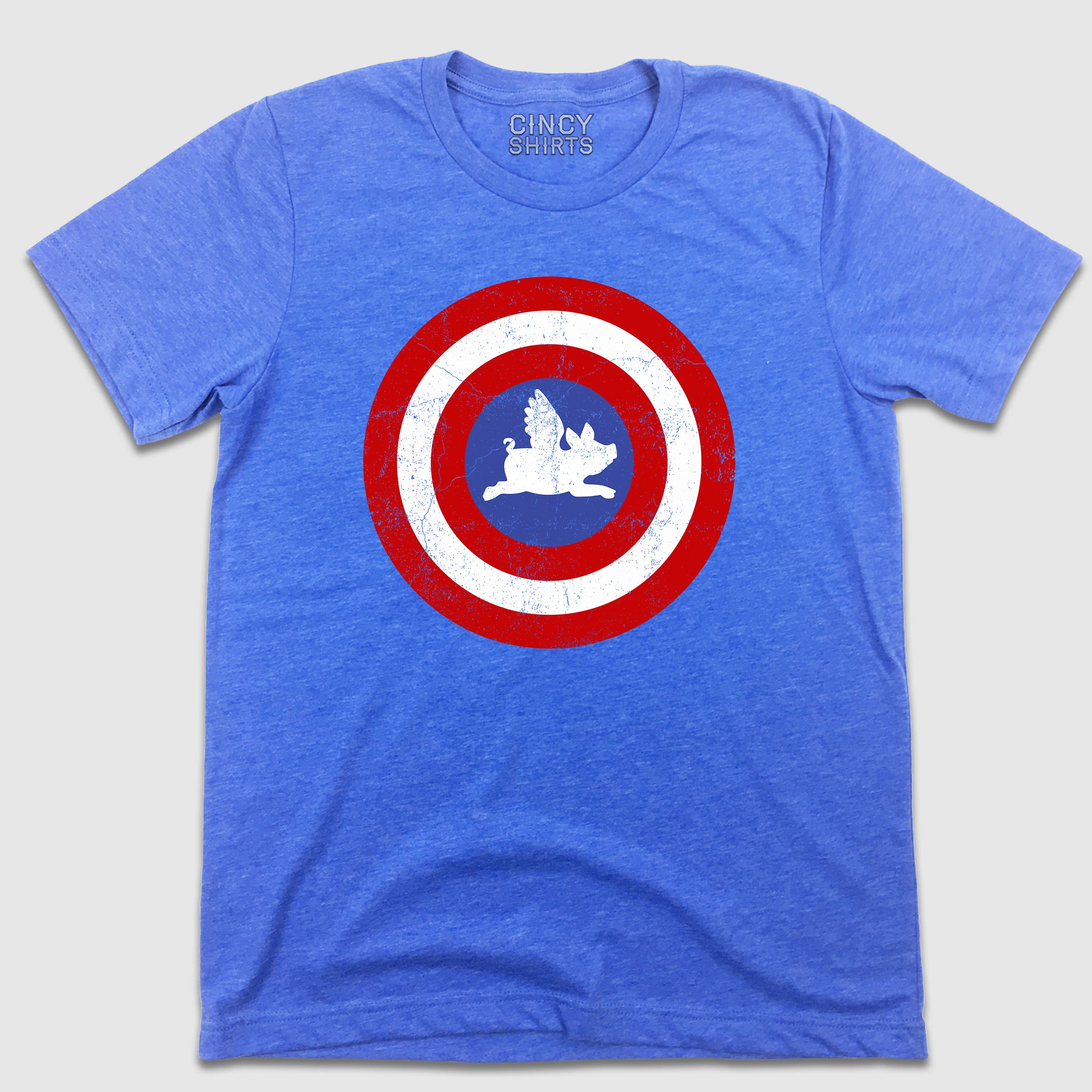 Captain U.S.A. Flying Pig Shield - Cincy Shirts