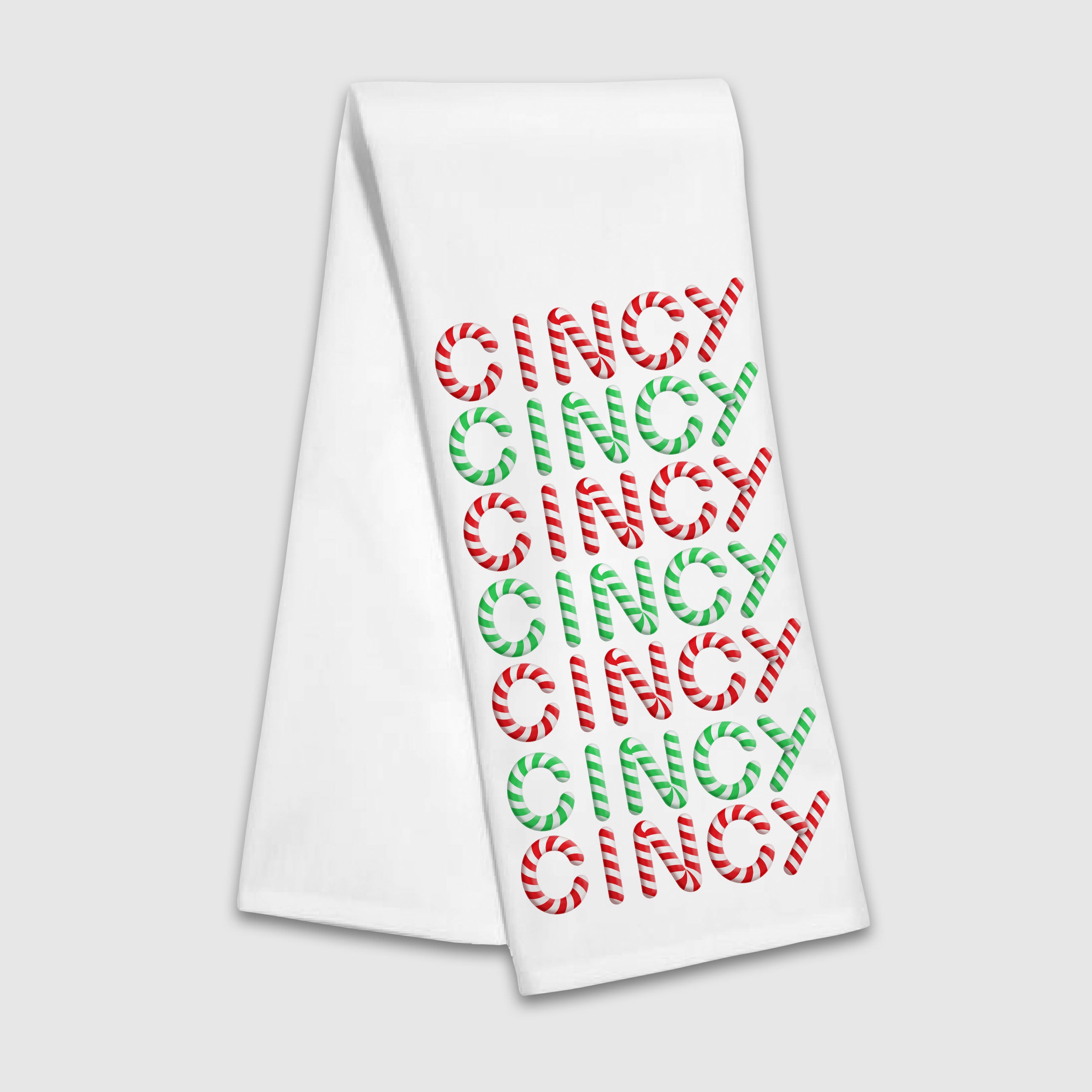 Cincy Candy Cane Tea Towel - Cincy Shirts