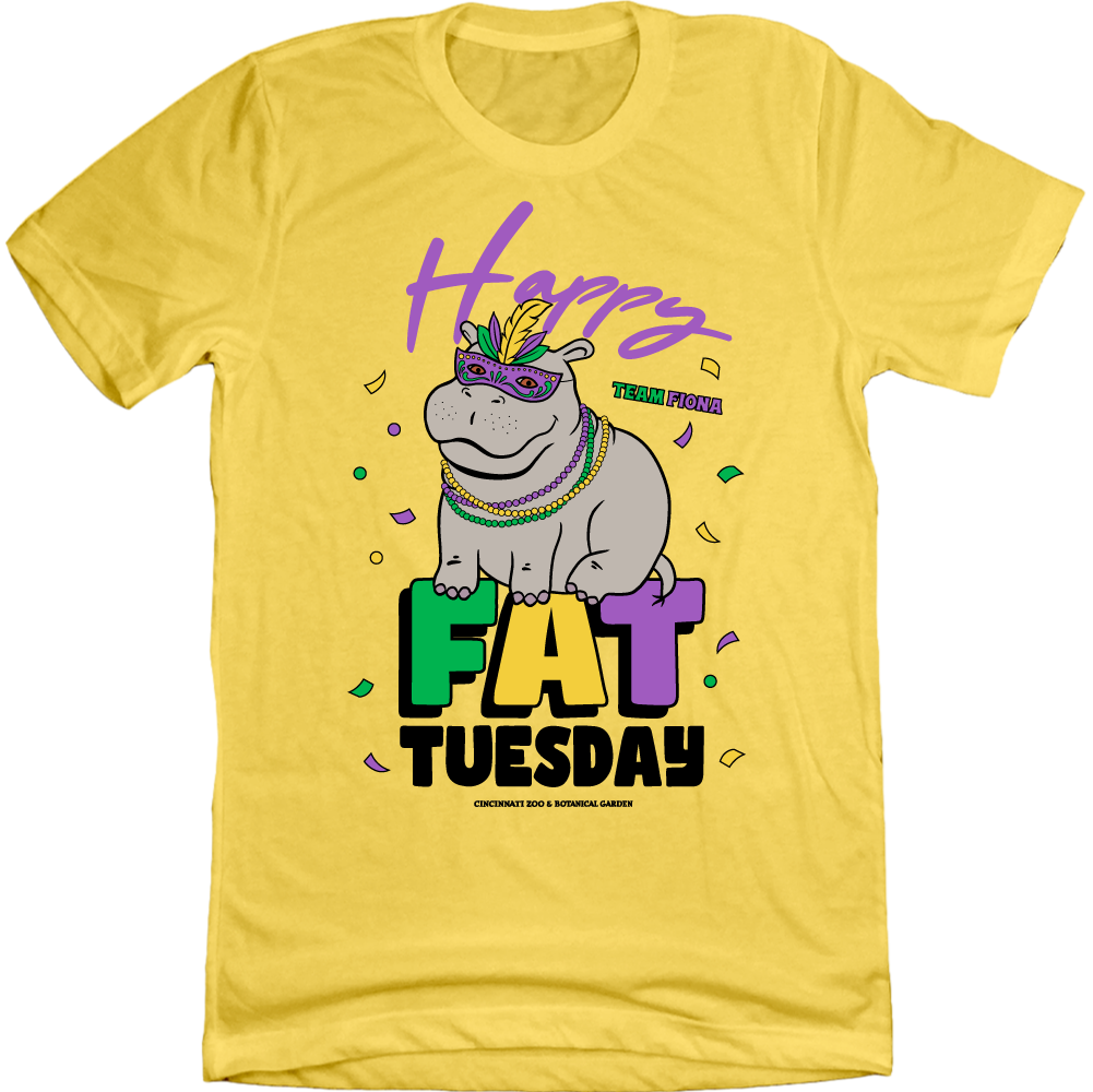 Fat Tuesday - Fiona The Hippo yellow T-shirt Cincy Shirts