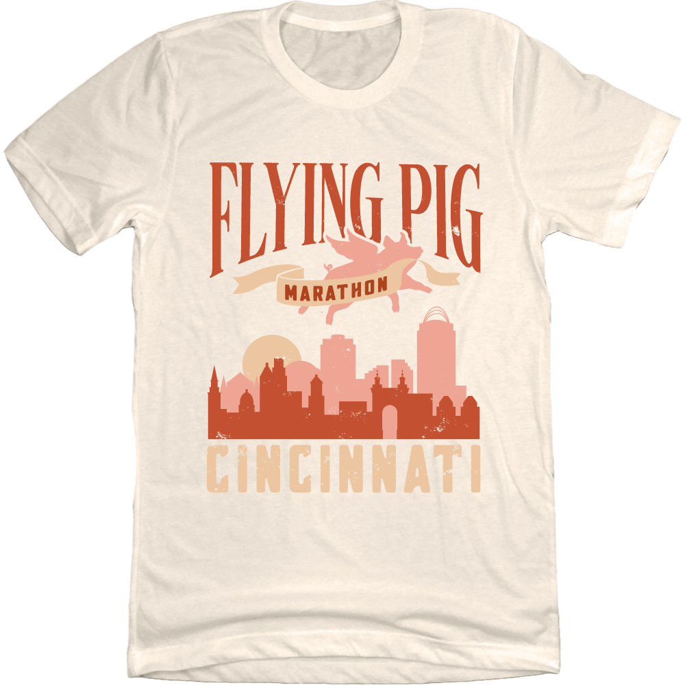 Flying Pig Marathon Banner T-shirt natural white Cincy Shirts