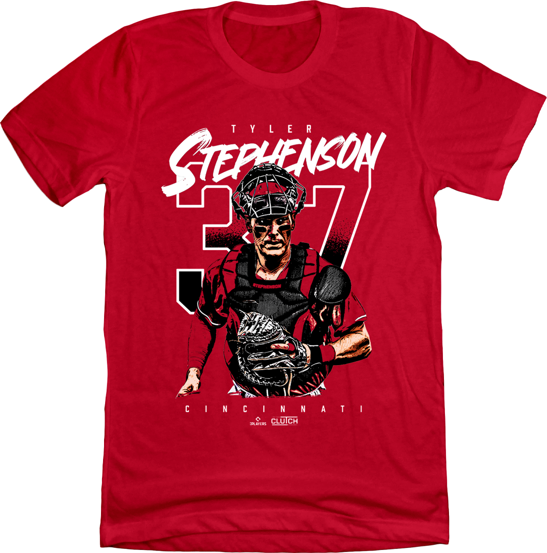 Tyler Stephenson #37 MLBPA Tee Red Cincy Shirts