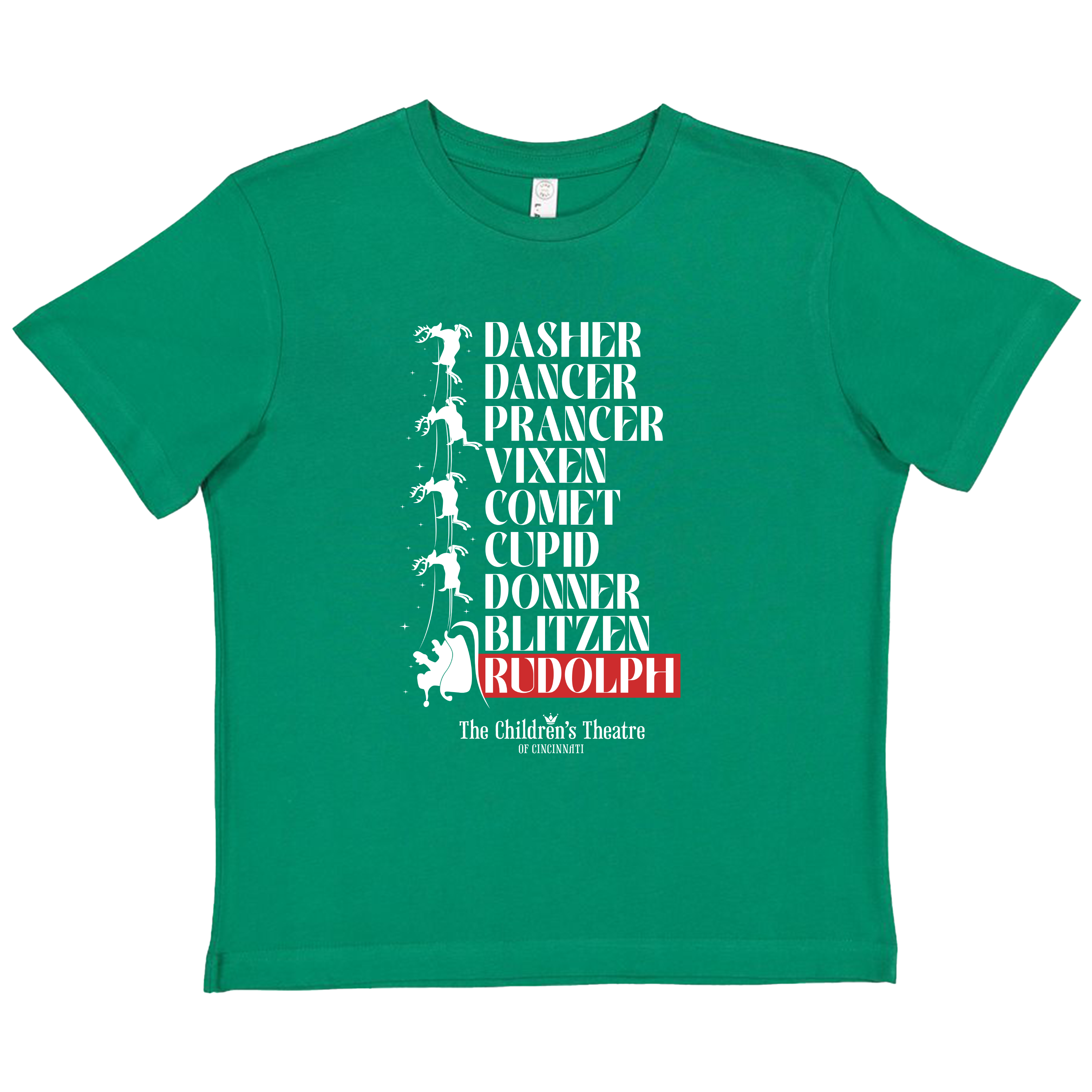 Rudolph - Reindeer Names Green T-shirt Cincy Shirts