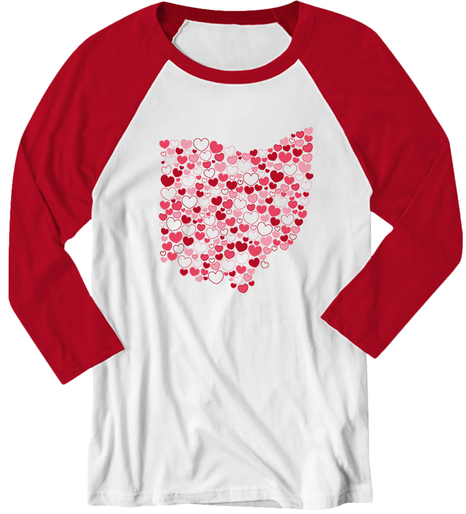 Ohio Candy Hearts Heart raglan Cincy Shirts