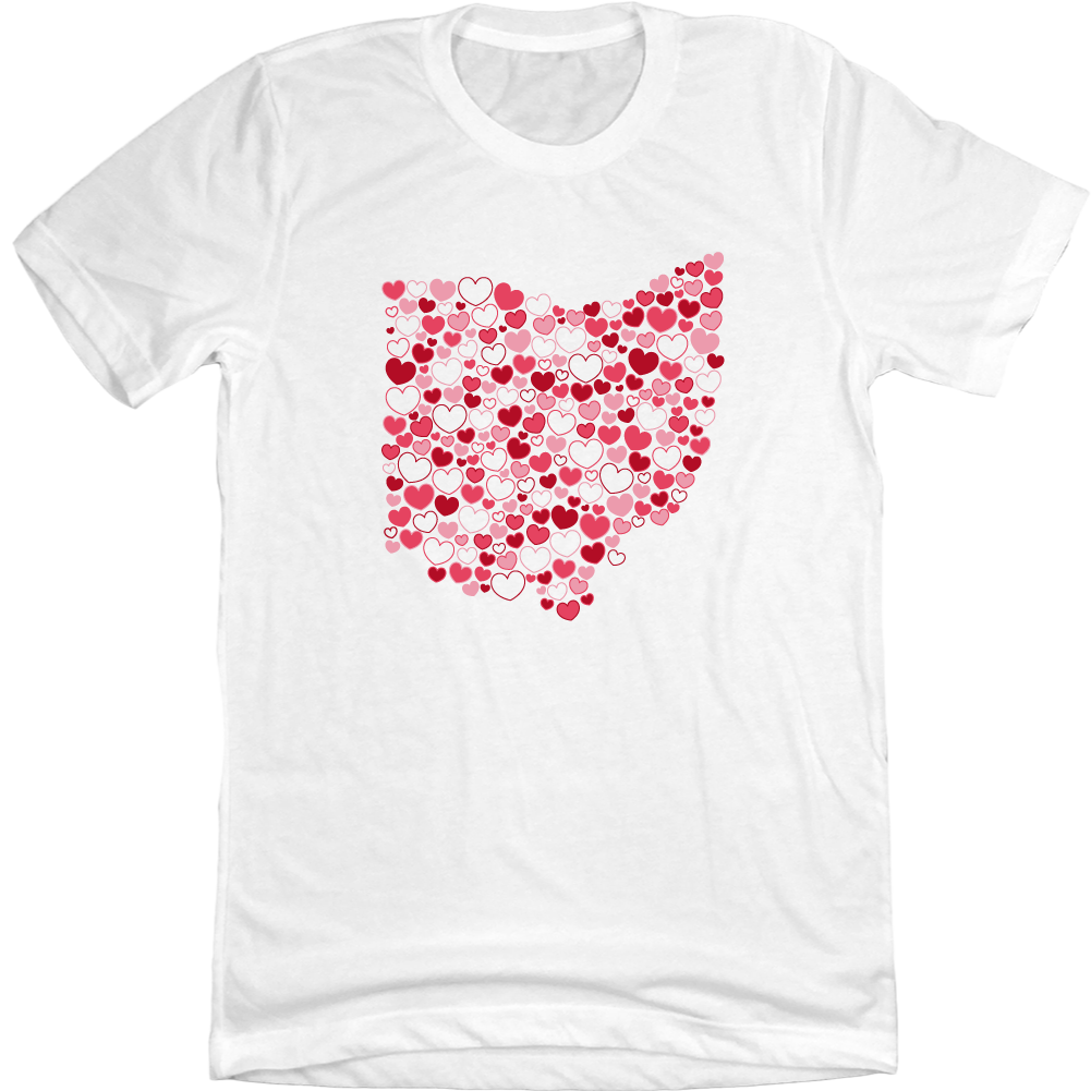 Ohio Candy Hearts Heart white tee Cincy Shirts