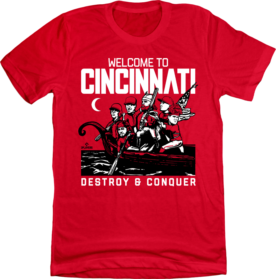 Cincinnati Baseball Viking Boat Cincy Shirts Red T-shirt