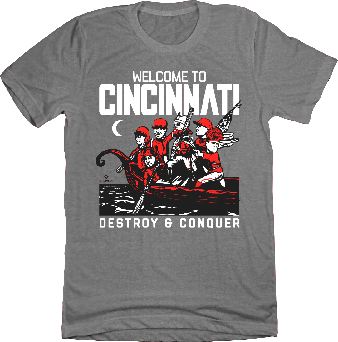 Cincinnati Baseball Viking Boat Grey T-shirt Cincy Shirts