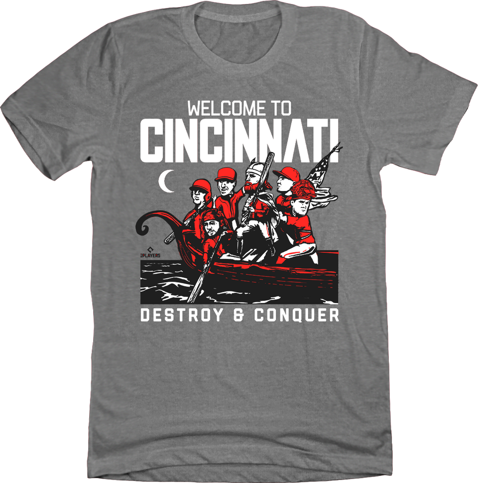Cincinnati Baseball Viking Boat Grey T-shirt Cincy Shirts