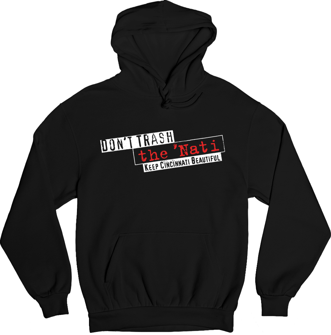 Don't Trash the 'Nati Vintage Logo Cincy Shirts Black Hooded Sweatshirt