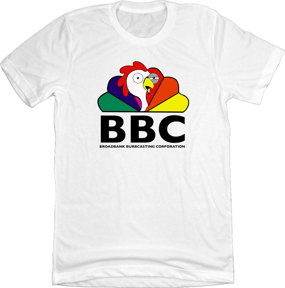 The BBC Broadbank Burbcasting Corporation white T-shirt