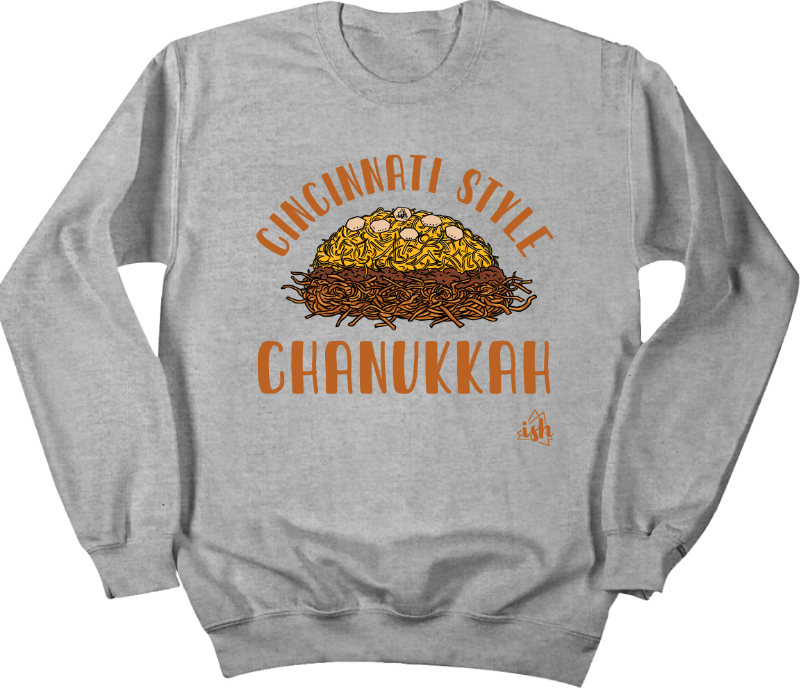 Cincinnati Chanukkah Cincy Shirts Crewneck Sweatshirt Grey