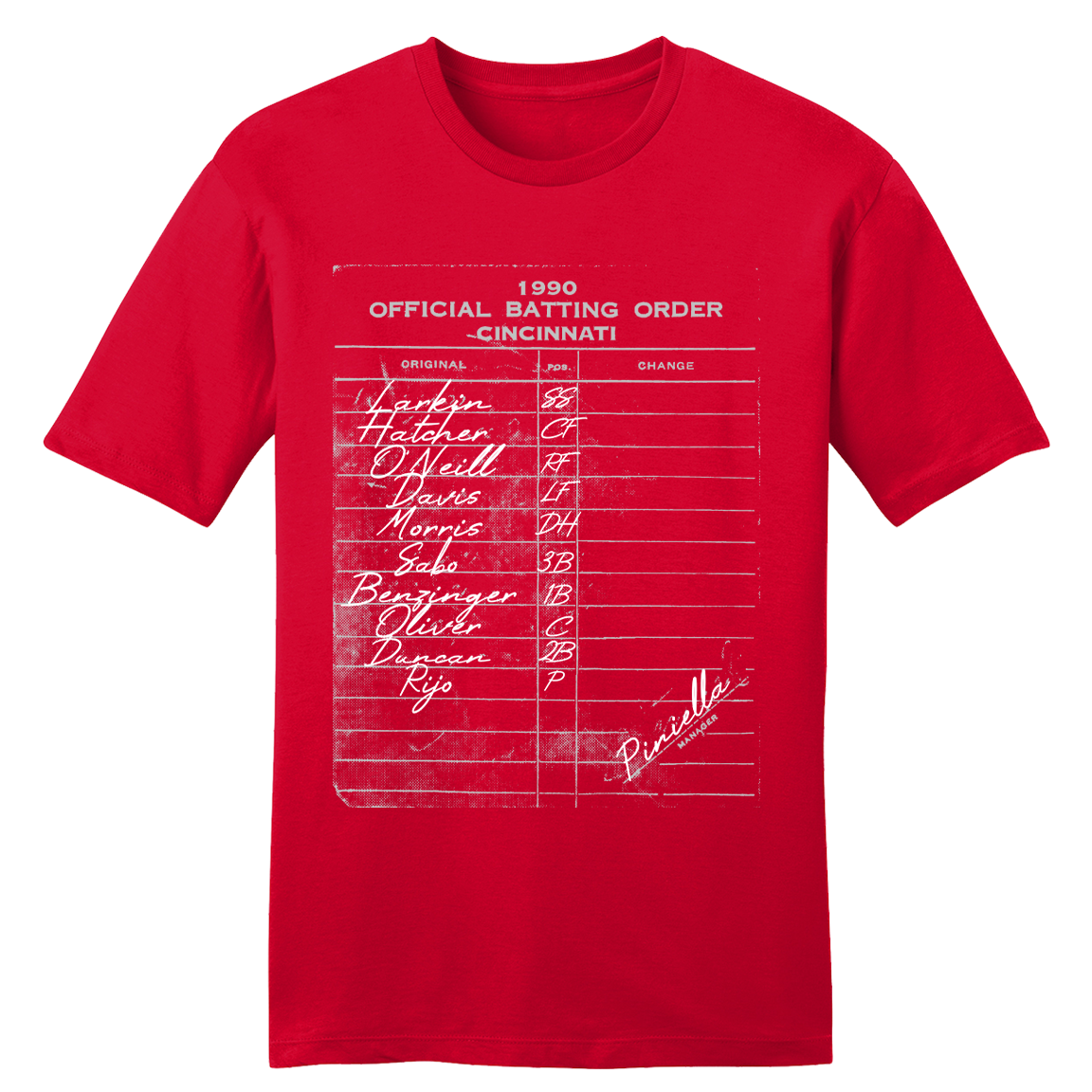 1990 Cincinnati Baseball Lineup tee