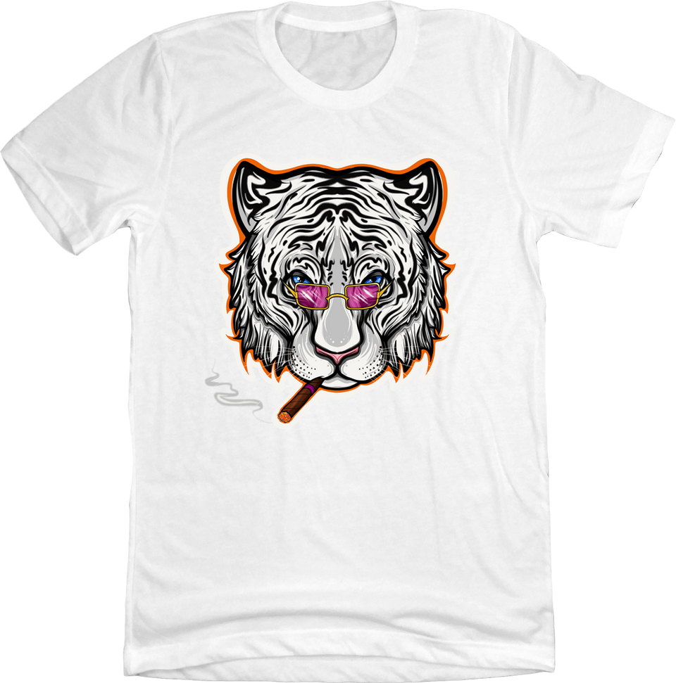 Smoking White Tiger with Sunglasses - Cincy Shirts