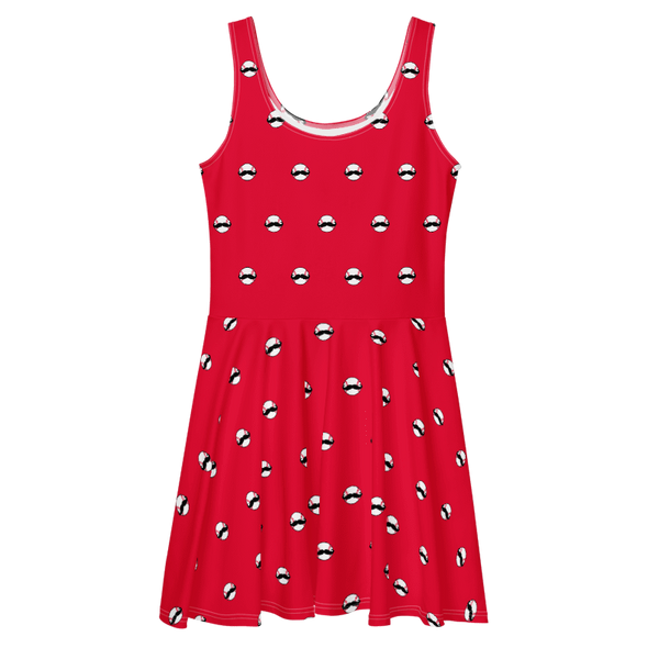 white christmas dresses Red Baseball Mustache Skater Dress