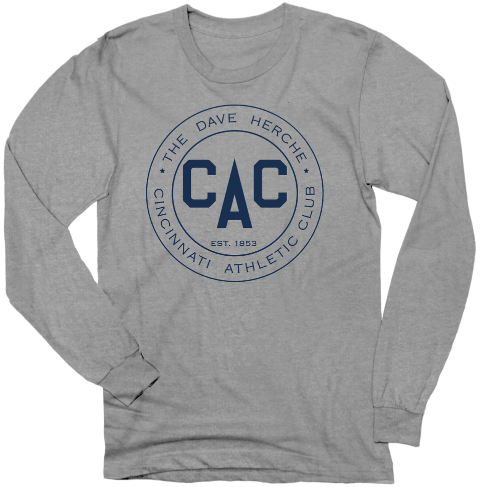 Cincinnati Athletic Club - All-Blue Logo grey crew Cincy Shirts