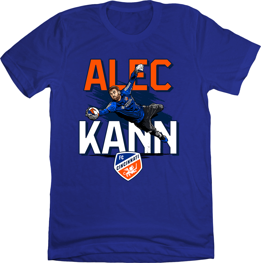 Alec Kann in Action FC Cincinnati blue T-shirt Cincy Shirts