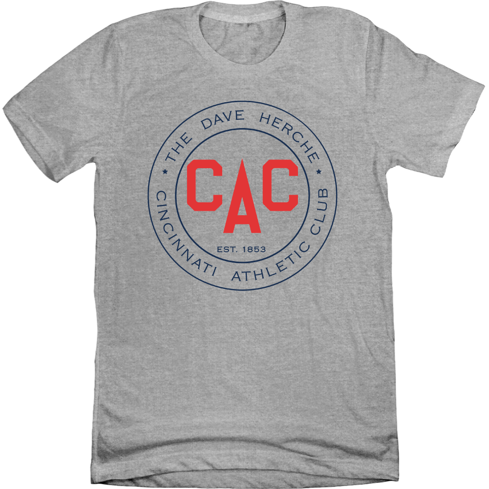 Cincinnati Athletic Club - Blue & Red Logo Grey Tee Cincy Shirts