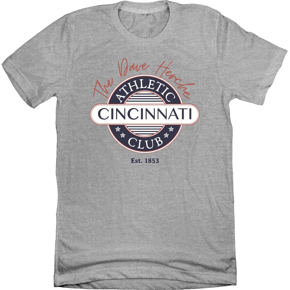 Cincinnati Athletic Club - Dave Herche Logo grey tee Cincy Shirts