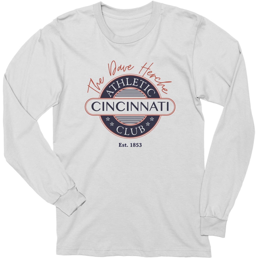 Cincinnati Athletic Club - Dave Herche Logo white crew Cincy Shirts