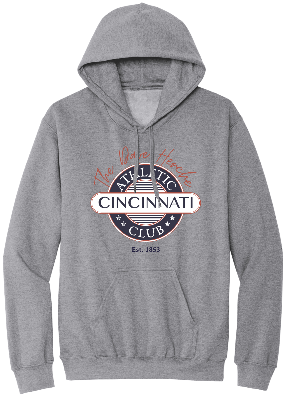 Cincinnati Athletic Club - Dave Herche Logo | Cincy Shirts Hooded Sweatshirt / White / L