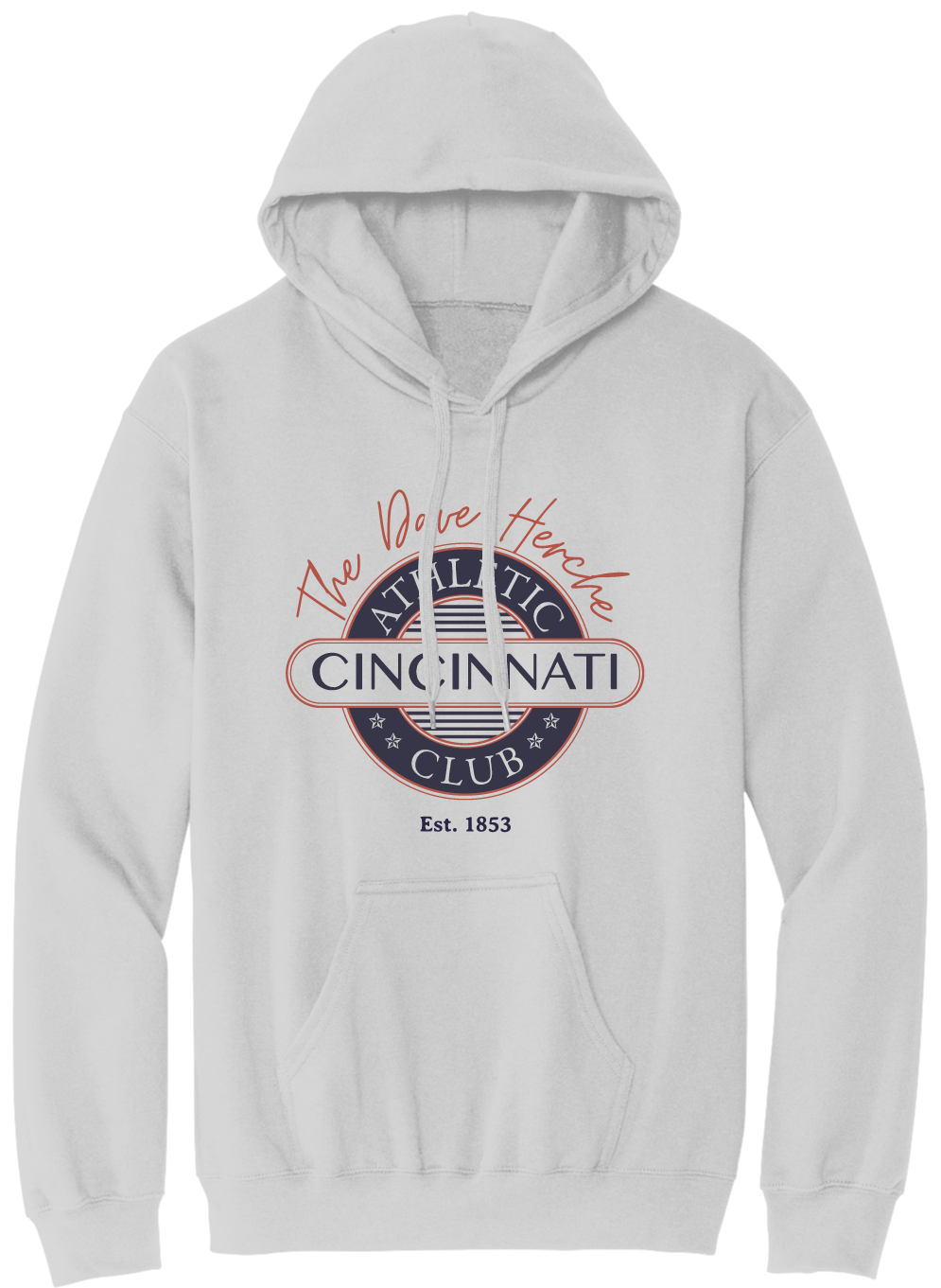 Cincinnati Athletic Club - Dave Herche Logo | Cincy Shirts Hooded Sweatshirt / White / L