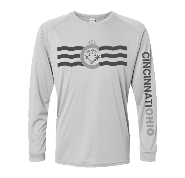 Tonal Grey Cincinnati Flag SPF Performance Tee