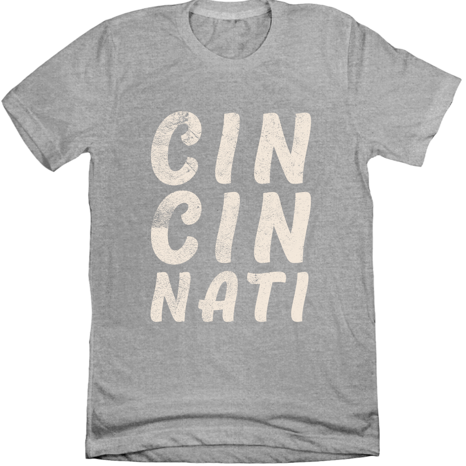 CIN CIN NATI Distressed Grey Tee