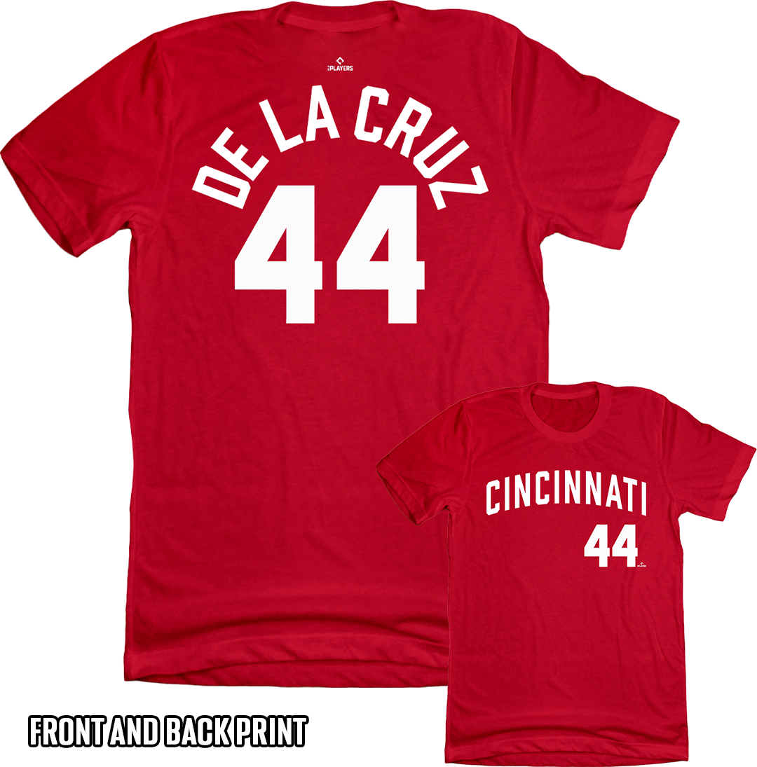 Elly De La Cruz, Cincinnati baseball, baseball shirsey, front and back print, vintage design, rising star, baseball fan gear, dynamic player, officially licensed, explosive play

