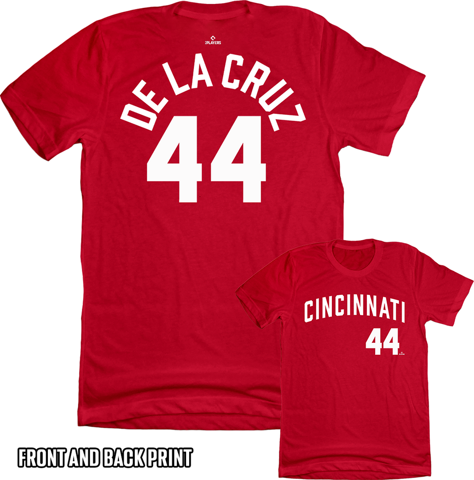 Elly De La Cruz, Cincinnati baseball, baseball shirsey, front and back print, vintage design, rising star, baseball fan gear, dynamic player, officially licensed, explosive play

