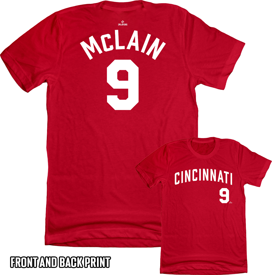 Matt McLain, Cincinnati baseball, shirsey, front and back print, dynamic player, rising star, baseball fan gear, official MLBPA, team spirit, fearless play

