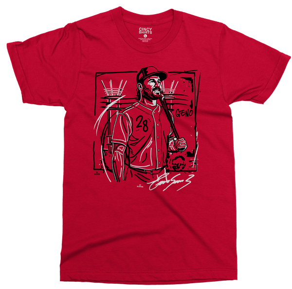 Eugenio Suarez Drip & Splatter Black White | Cincinnati Baseball