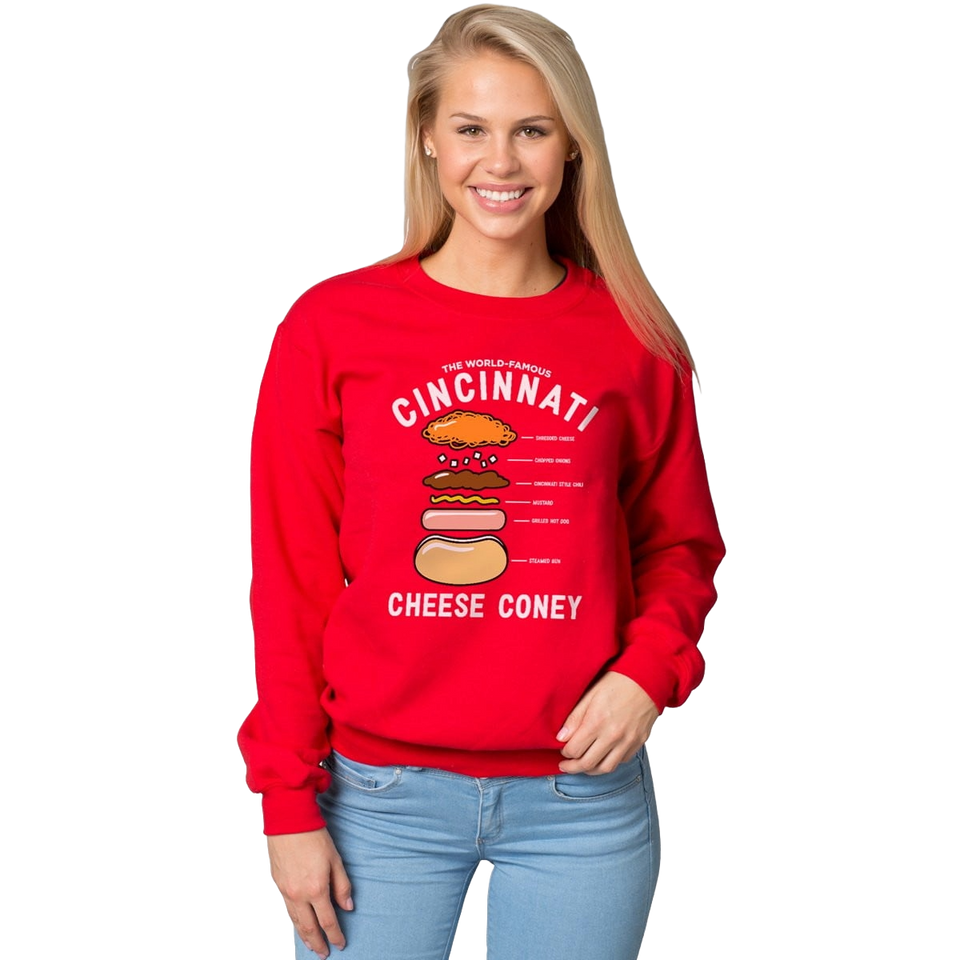 Anatomy of a Cheese Coney - Crewneck Sweatshirt - Cincy Shirts