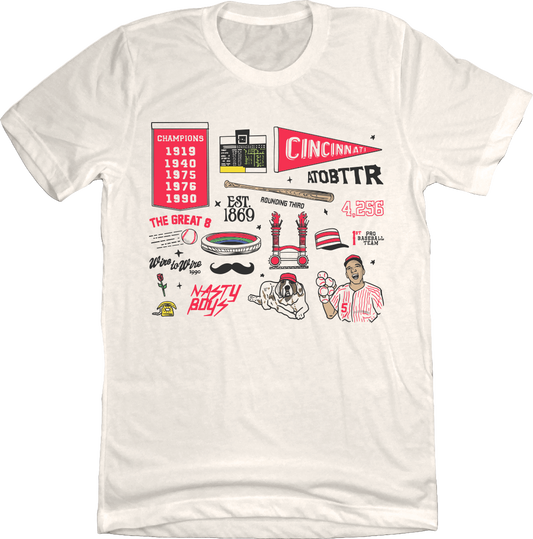 Cincinnati Baseball Collage Natural White Cincy Shirts