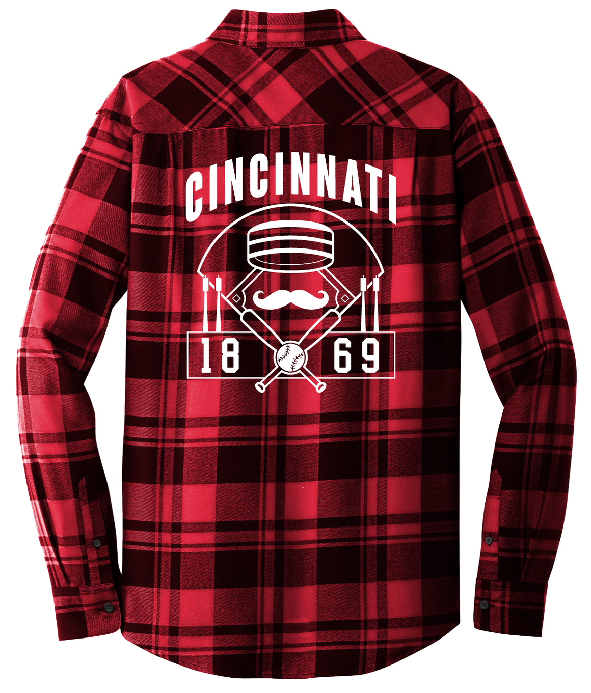 Cincinnati Baseball Hat Mustache Flannel