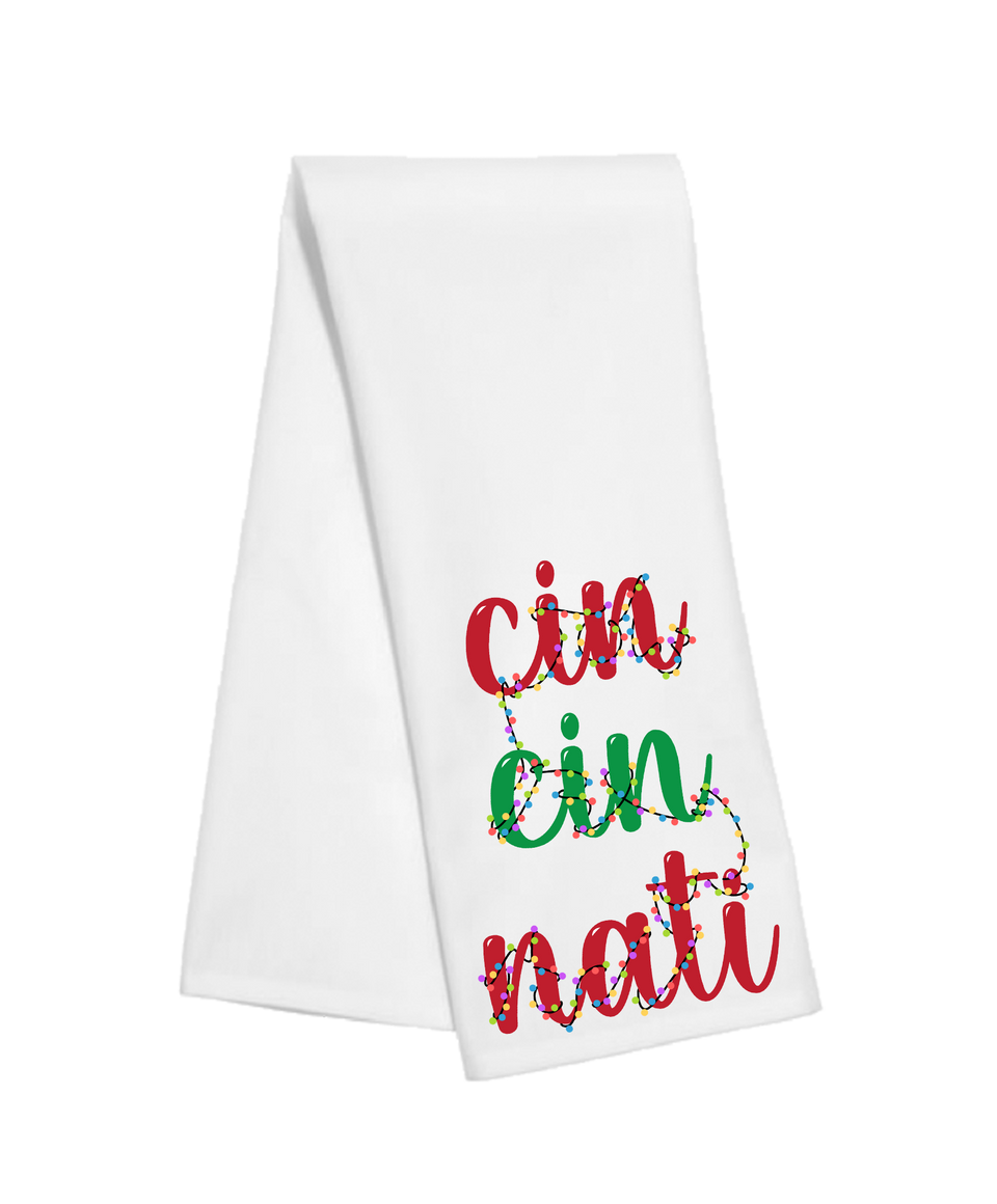 Cincinnati Christmas Lights Tea Towel