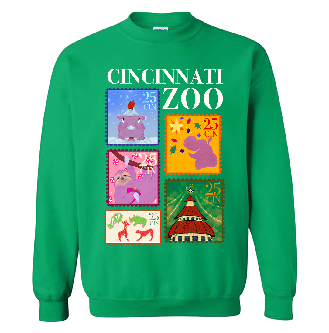 Cincinnati Zoo Christmas Stamps Sweatshirt