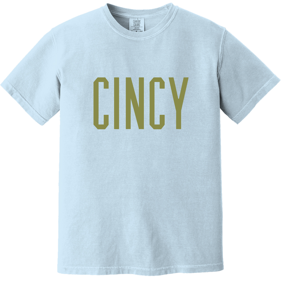 "CINCY" Block Logo - Comfort Colors® Chambray