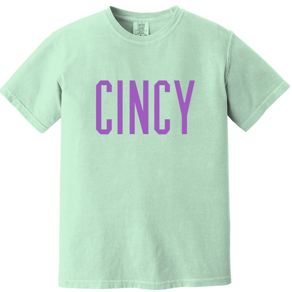 "CINCY" Block Logo - Comfort Colors Island Reef® 