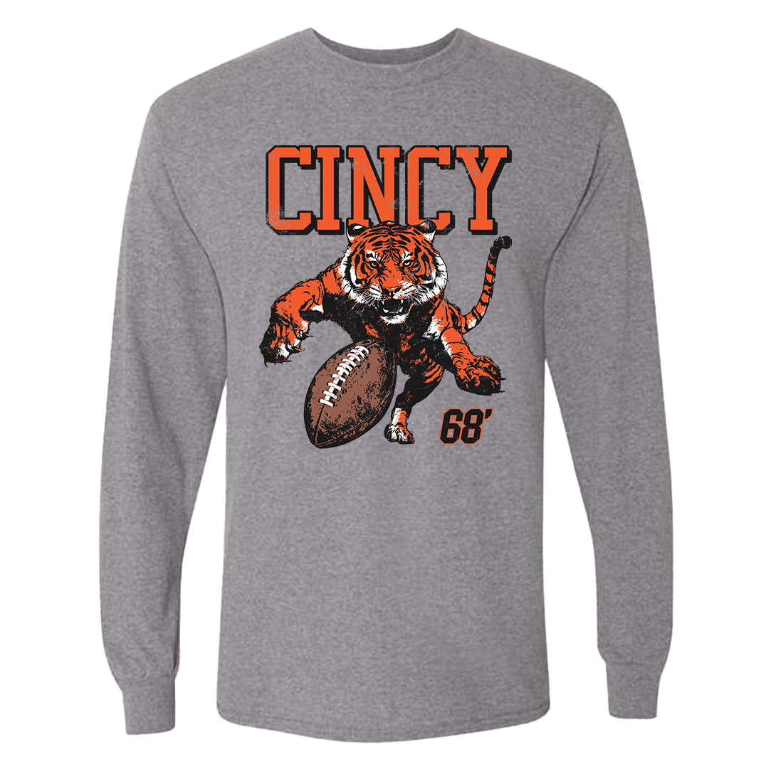 Cincy Football Tiger Attack '68 Long Sleeve Tee