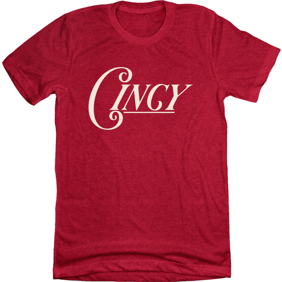 Cincy Landmark Text Red Tee